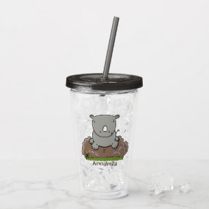 Vaso Acrílico Ilustracion de personalizado de rinocerontes
