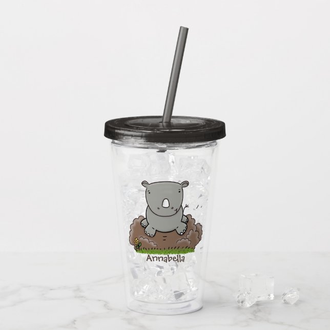 Vaso Acrílico Ilustracion de personalizado de rinocerontes (Reverso (hielo))