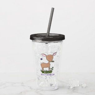 Vaso Acrílico Ilustracion de personalizado de venado lindo y fel
