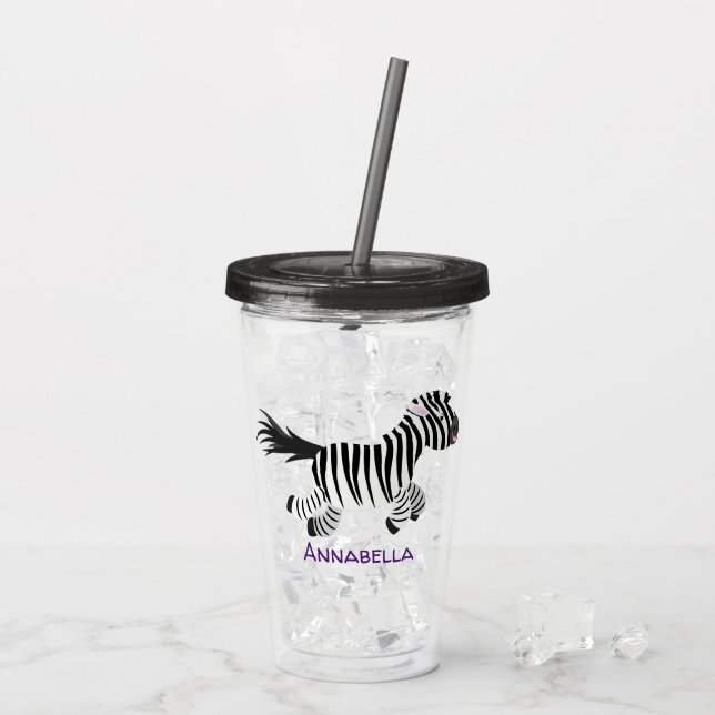 Vaso Acrílico Ilustracion de personalizado de zebra graciosa (Reverso (hielo))