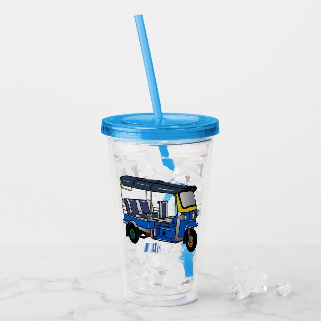 Vaso Acrílico Ilustracion de personalizado tuk tuk (Anverso (hielo))