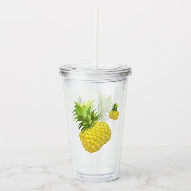Vaso Acrílico Ilustracion de piña (Anverso)