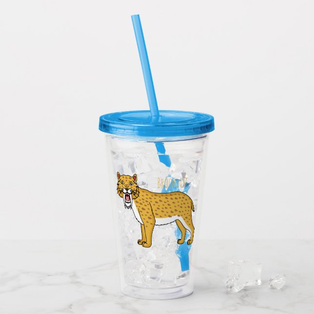Vaso Acrílico Ilustracion de tigre con dientes de saber (Anverso (hielo))
