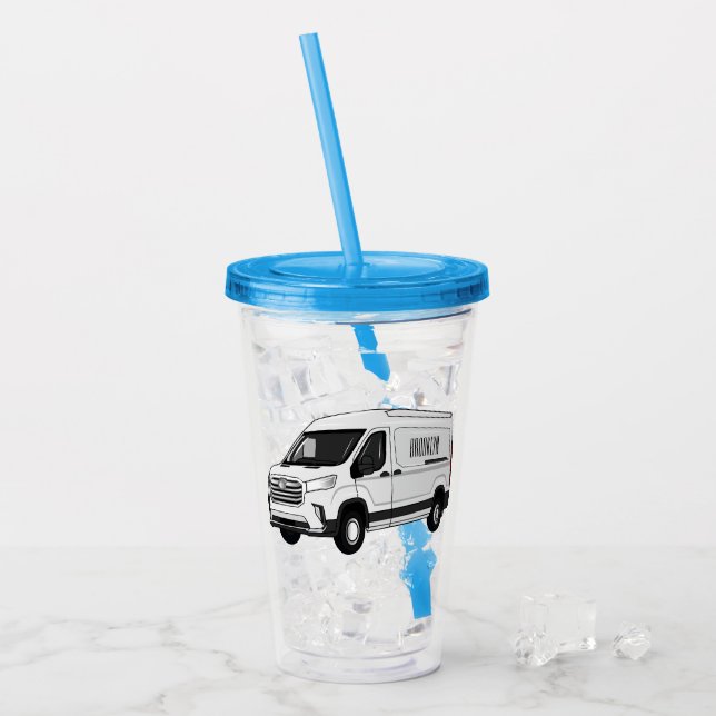 Vaso Acrílico Ilustracion del personalizado de la camioneta de e (Anverso (hielo))