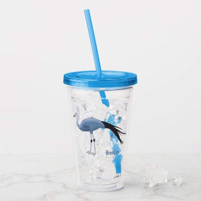 Vaso Acrílico Ilustracion del personalizado de las grúas azules (Anverso (hielo))