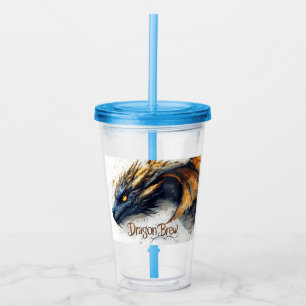 Vaso Acrílico Ilustración en acuarela de cabeza de dragón majest