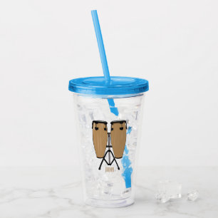 Vaso Acrílico Ilustracion personalizado Bongo drum