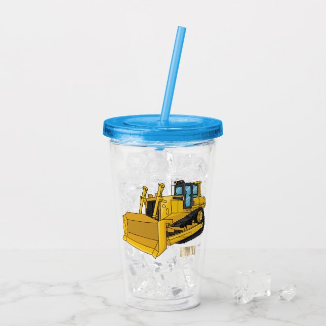 Vaso Acrílico Ilustracion personalizado Bulldozer (Reverso (hielo))