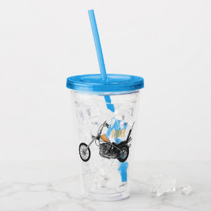 Vaso Acrílico Ilustracion personalizado Chopper Motorcycle 1950