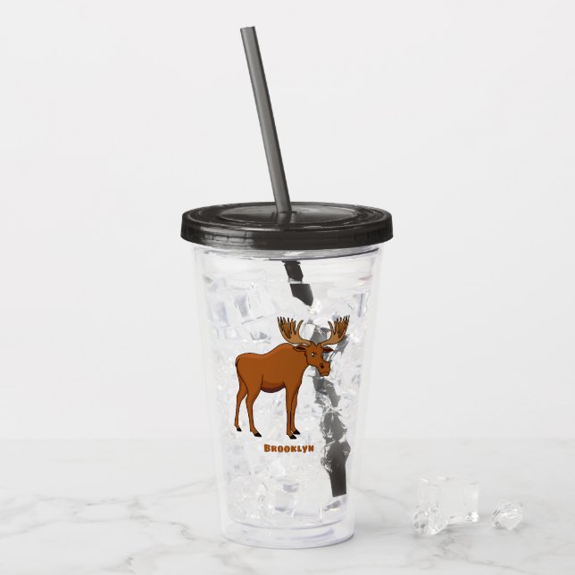 Vaso Acrílico Ilustracion personalizado de alce gracioso (Anverso (hielo))