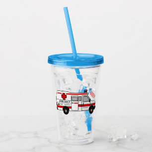 Vaso Acrílico Ilustracion personalizado de ambulancia