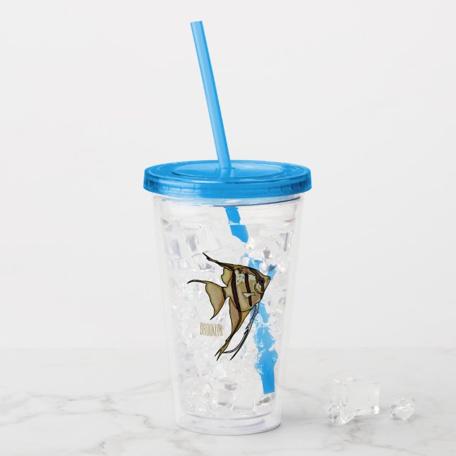 Vaso Acrílico Ilustracion personalizado de Angelfish (Anverso (hielo))