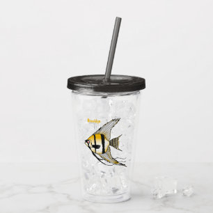 Vaso Acrílico Ilustracion personalizado de angelotes a rayas
