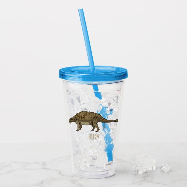 Vaso Acrílico Ilustracion personalizado de Ankylosaurus (Anverso (hielo))