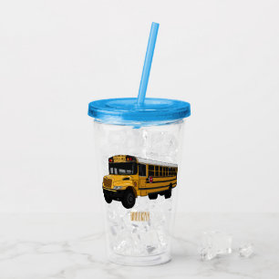 Vaso Acrílico Ilustracion personalizado de autobús escolar