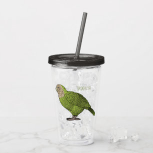Vaso Acrílico Ilustracion personalizado de aves Kakapo