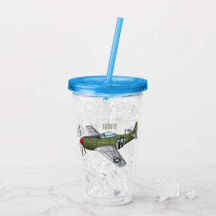 Vaso Acrílico Ilustracion personalizado de avión militar