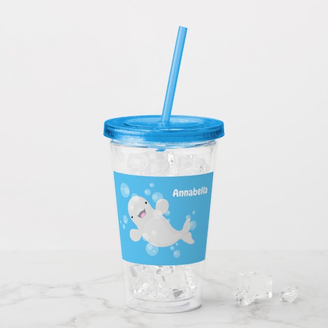 Vaso Acrílico Ilustracion personalizado de ballenas de la beluga (Reverso (hielo))