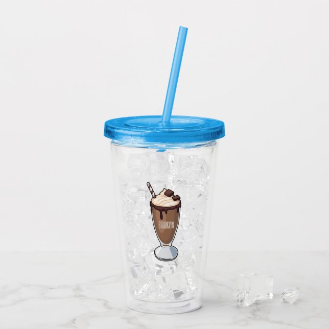 Vaso Acrílico Ilustracion personalizado de batido de chocolate (Reverso (hielo))