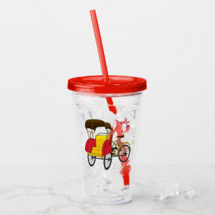 Vaso Acrílico Ilustracion personalizado de bicitaxi