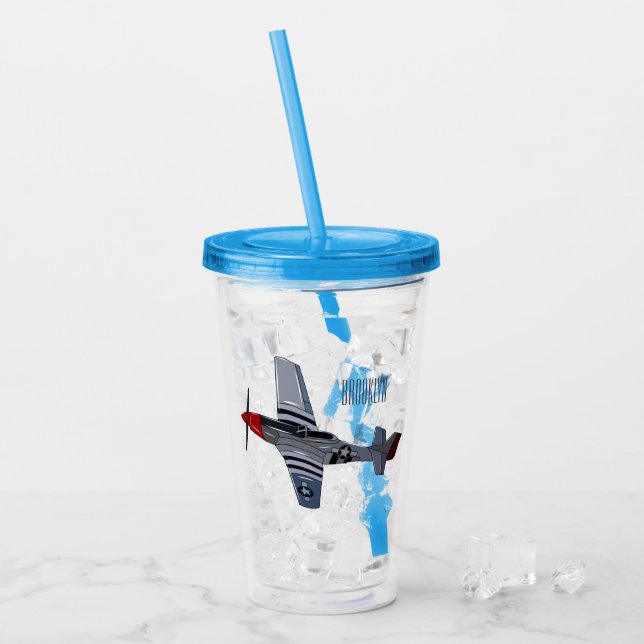 Vaso Acrílico Ilustracion personalizado de bombarderos (Anverso (hielo))