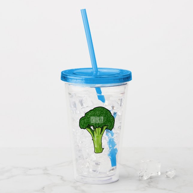 Vaso Acrílico Ilustracion personalizado de Broccoli (Anverso (hielo))