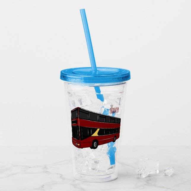 Vaso Acrílico Ilustracion personalizado de bus de dos pisos (Anverso (hielo))