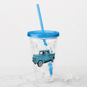 Vaso Acrílico Ilustracion personalizado de camioneta clásica