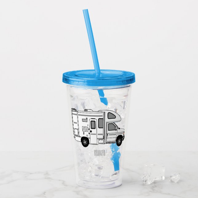 Vaso Acrílico Ilustracion personalizado de Campervan (Anverso (hielo))