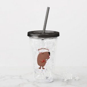 Vaso Acrílico Ilustracion personalizado de capybara ukulele cant