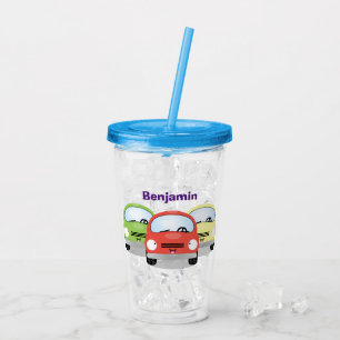 Vaso Acrílico Ilustracion personalizado de coches Cute kawaii