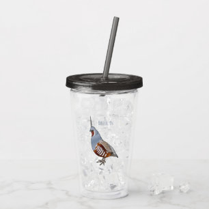 Vaso Acrílico Ilustracion personalizado de codorniz de montaña