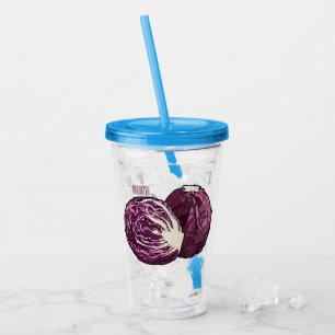 Vaso Acrílico Ilustracion personalizado de col roja