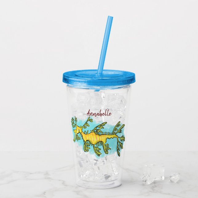 Vaso Acrílico Ilustracion personalizado de dragón marino diverti (Reverso (hielo))