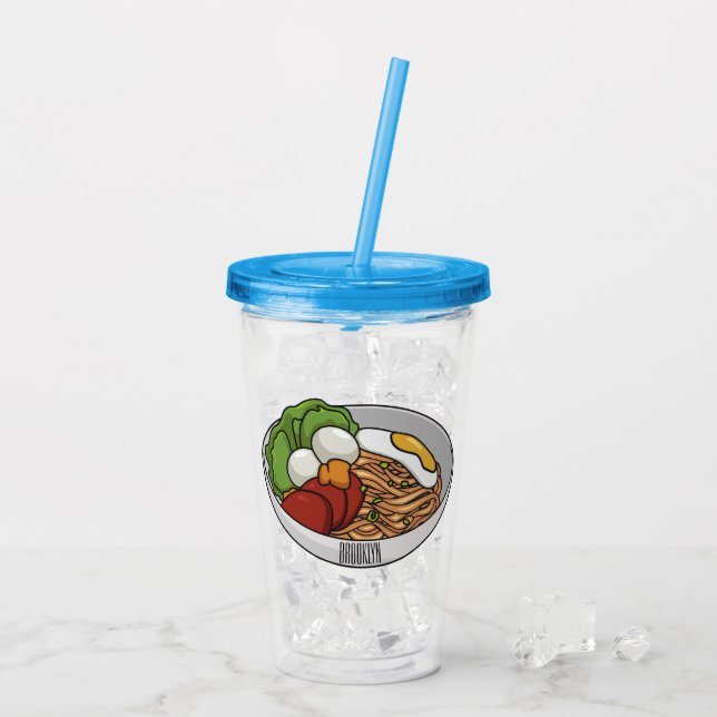 Vaso Acrílico Ilustracion personalizado de fideos (Reverso (hielo))