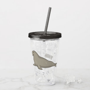 Vaso Acrílico Ilustracion personalizado de focas elefantes