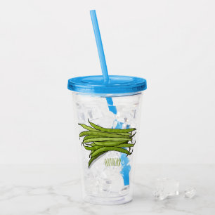 Vaso Acrílico Ilustracion personalizado de frijol verde