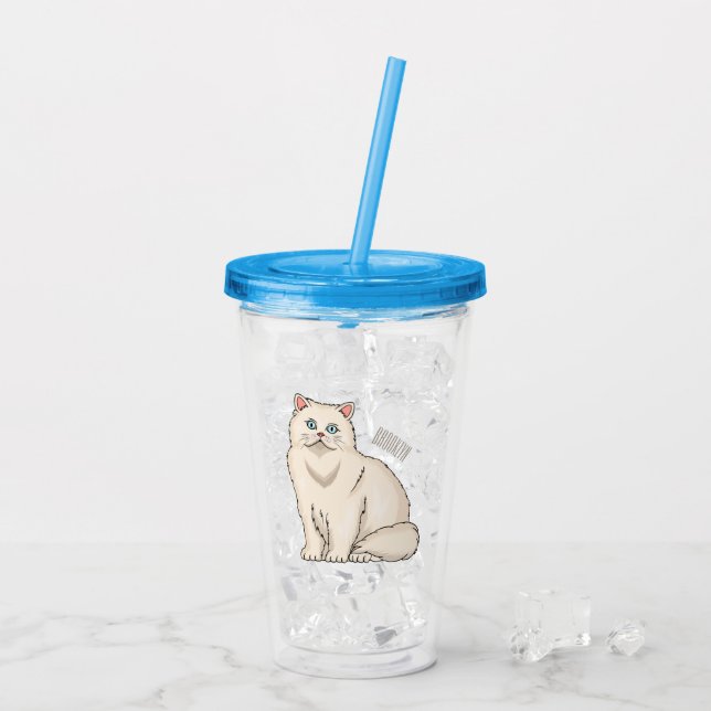 Vaso Acrílico Ilustracion personalizado de gato persa (Reverso (hielo))