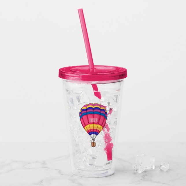 Vaso Acrílico Ilustracion personalizado de globo aerostático (Anverso (hielo))