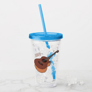 Vaso Acrílico Ilustracion personalizado de guitarra acústica