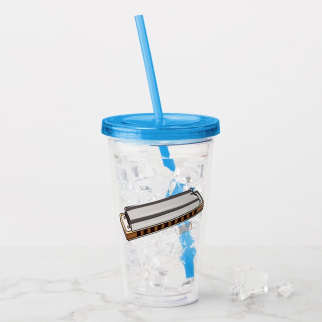 Vaso Acrílico Ilustracion personalizado de Harmonica (Anverso (hielo))
