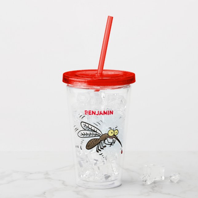 Vaso Acrílico Ilustracion personalizado de insectos de mosquitos (Reverso (hielo))