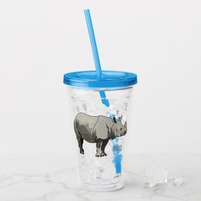 Vaso Acrílico Ilustracion personalizado de Javan rhinoceros (Anverso (hielo))