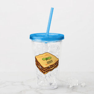 Vaso Acrílico Ilustracion personalizado de Lasagna