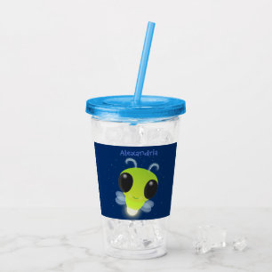 Vaso Acrílico Ilustracion personalizado de luciérnaga con brillo
