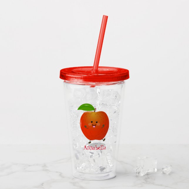 Vaso Acrílico Ilustracion personalizado de manzana bailando a la (Reverso (hielo))