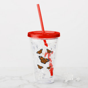 Vaso Acrílico Ilustracion personalizado de mariposa monarca