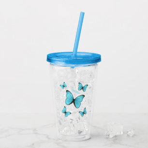 Vaso Acrílico Ilustracion personalizado de mariposas morfo