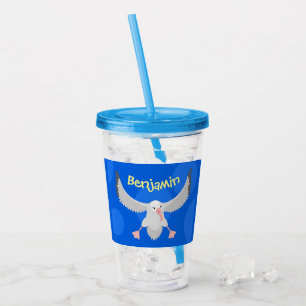 Vaso Acrílico Ilustracion personalizado de pájaro de albatross