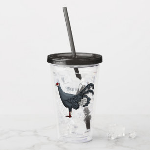 Vaso Acrílico Ilustracion personalizado de pájaro de orejas azul
